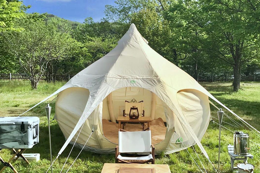 夏に快適キャンプ！お洒落でかわいいロータスベルテント「AIR BUD」！購入予約先行受付開始！